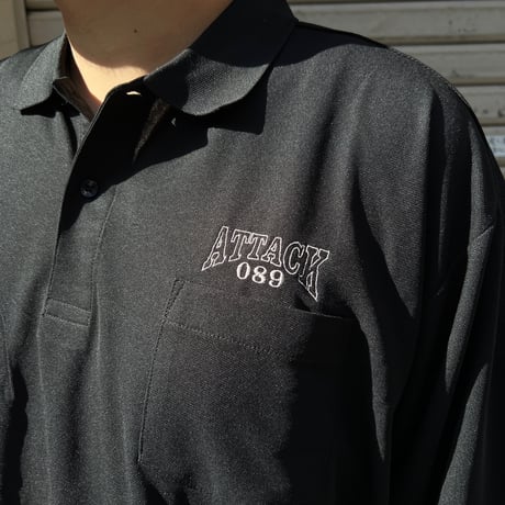 ATTACK ORIGINAL Compass L/S Polo (BLACK)｜アタックオリジナル コンパス ロングスリーブ ポロ（ブラック)
