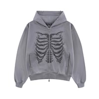 SUPPLIER Fire Skeleton Rhinestone Zip Hoodie (GRAY)｜サプライヤー ファイヤー スケルトン ラインストーン ジップフーディー（グレー）
