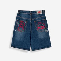 GRIMEY DROPPIN SCIENCE BAGGY DENIM SHORTS (DEEP INDIGO)｜グライミー ドロッピン サイエンス バギーデニムショーツ（インディゴ）