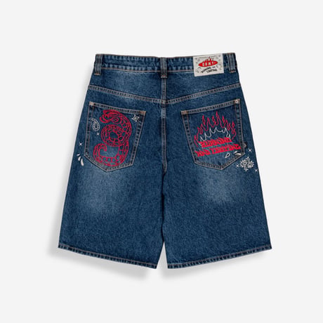 GRIMEY DROPPIN SCIENCE BAGGY DENIM SHORTS (DEEP INDIGO)｜グライミー ドロッピン サイエンス バギーデニムショーツ（インディゴ）