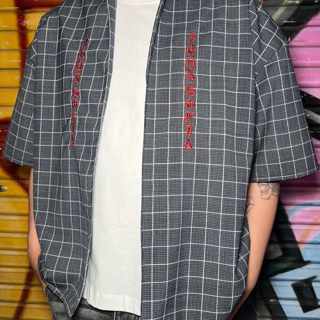 JOHN SOFIA One Button Check Shirt (Black)｜ジョンソフィア ワンボタン チェックシャツ（ブラック）