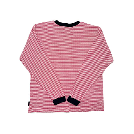 JOHN SOFIA Texture Border Linger Longsleeve Tee (Red) | ジョン ソフィア テクスチャー ボーダー リンガー ロングスリーブ ティー（レッド）