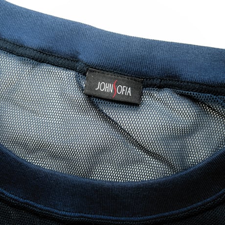 JOHN SOFIA Icon Badge Mesh S/S Tee (Navy/Brown)｜ジョンソフィア アイコンバッジ メッシュ S/S ティー（ネイビー/ブラウン）