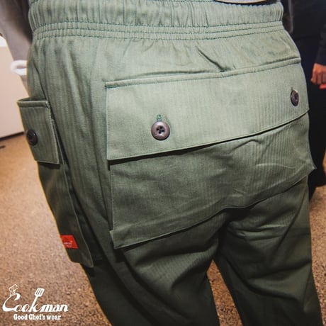 Cookman Monkey Pants Herringbone (Olive)｜クックマン モンキーパンツ ヘリンボーン（オリーブ）