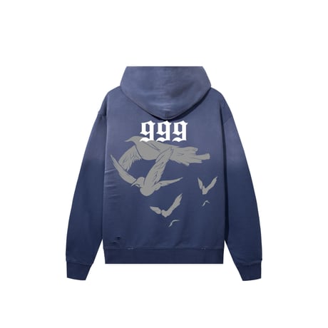REVENGE×JUICE WRLD DOVE DISTRESSED TREATED HOODIE (NAVY/WHITE)｜リベンジ ×ジュース・ワールド  フーディー（ネイビー／ホワイト）