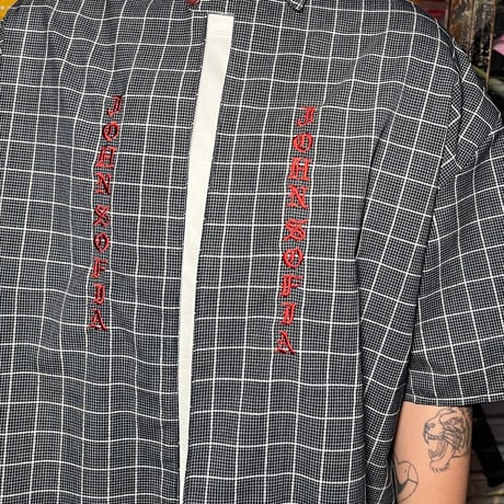 JOHN SOFIA One Button Check Shirt (Black)｜ジョンソフィア ワンボタン チェックシャツ（ブラック）