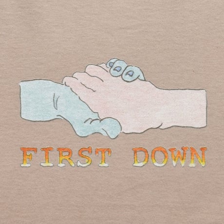 FIRST DOWN S/S Tee #1 by Lee Qura (Black, Sand Beige)｜ファーストダウン S/S ティー #1 by リー クラ（ブラック/サンドベージュ）