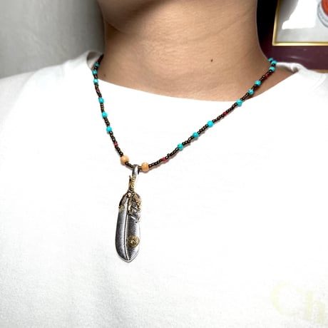 JOHN SOFIA Feather Beads Necklace (Craw)｜ジョンソフィア フェザービーズネックレス（クロウ）