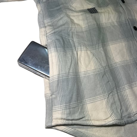 ATTACK ORIGINAL Heavy Flannel Hooded Shirt (Powder Blue)｜アタックオリジナル ヘビーフランネル フーデッドシャツ（パウダーブルー）