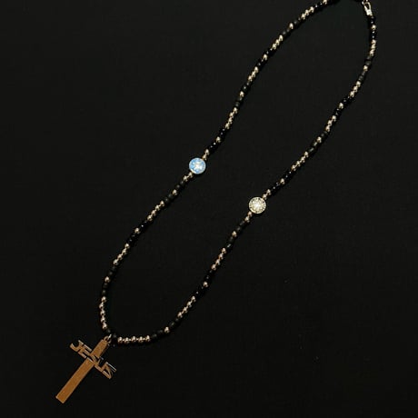 JOHN SOFIA Jesus Cross Beads Necklace (Black/Silver)｜ジョンソフィア ジーザス クロスビーズネックレス（ブラック/シルバー）
