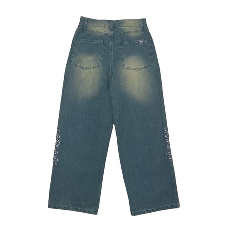 ADG SCRIPT OVER DYE JEANS (INDIGO/BEG)｜エーディージー スクリプト オーバーダイ ジーンズ（インディゴ/ベージュ）