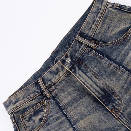 SUPPLIER Fire Tribal Leather Patch Baggy Denim (BLUE)｜サプライヤー ファイヤー トライバル レザー パッチ バギーデニム（ブルー）