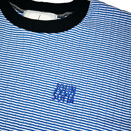 JOHN SOFIA Texture Border Linger Longsleeve Tee (Blue) | ジョン ソフィア テクスチャー ボーダー リンガー ロングスリーブ ティー (ブルー)