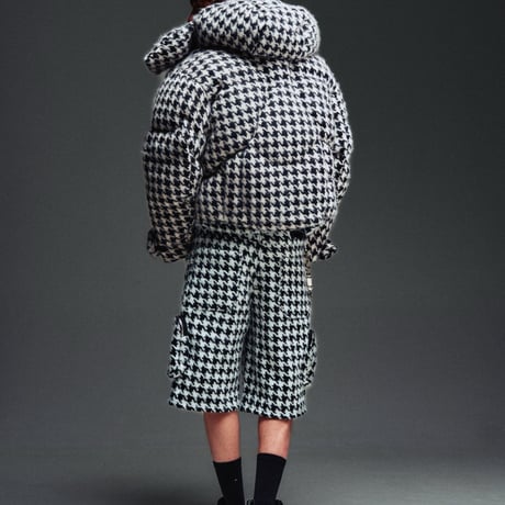 GUAPI White Houndstooth Furry Shorts (White) | グアピ ホワイト ハウンドトゥース ファーリー ショーツ（ホワイト）