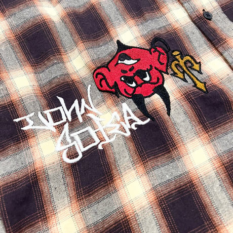 JOHN SOFIA DEVILS OMBRE CHECK SHIRTS (BROWN)｜ジョンソフィア デビルズ オンブレチェック シャツ（ブラウン）
