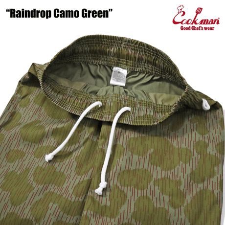 Cookman Chef Pants Short Front Pocket Raindrop Camo (Green) | クックマン ショートフロントポケット カモパンツ（グリーン）