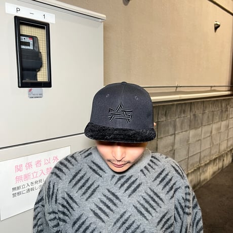 ADG AS Logo Velvet Brim Snapback (Blk/Blk)｜エーディージー ASロゴ ベルベットブリム スナップバック（ブラック/ブラック）