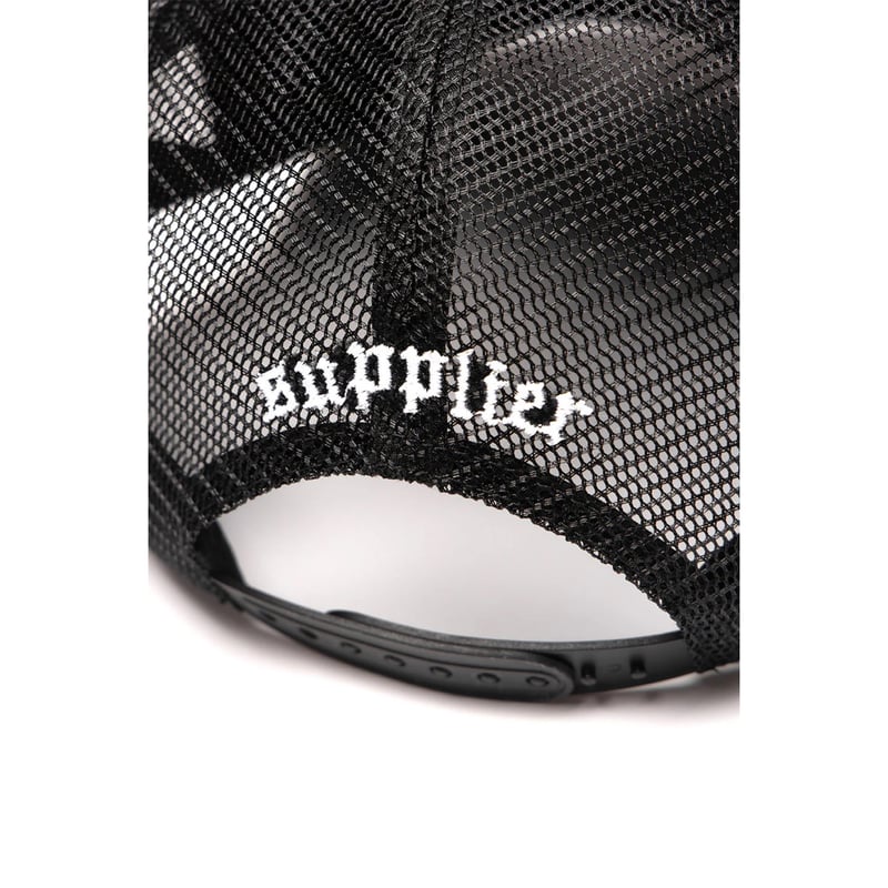 SUPPLIER Cross Leather Patch Mesh Cap (BLACK) |