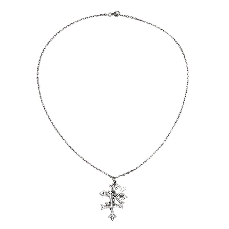 SUPPLIER Triple Cross Rhinestone Necklace (SILV