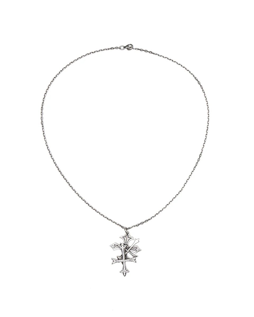 SUPPLIERネックレス SUPPLIER Triple Cross Rhinestone Necklace (SILV