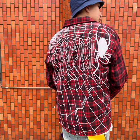 REVENGE EMBSPIDER FLANNEL (RED)｜リベンジ EMBスパイダー フランネル（レッド）