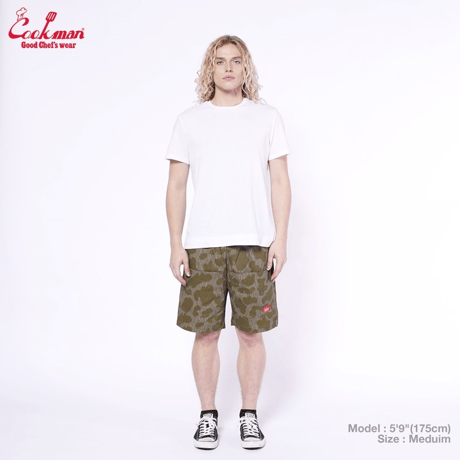 Cookman Chef Pants Short Front Pocket Raindrop Camo (Green) | クックマン ショートフロントポケット カモパンツ（グリーン）