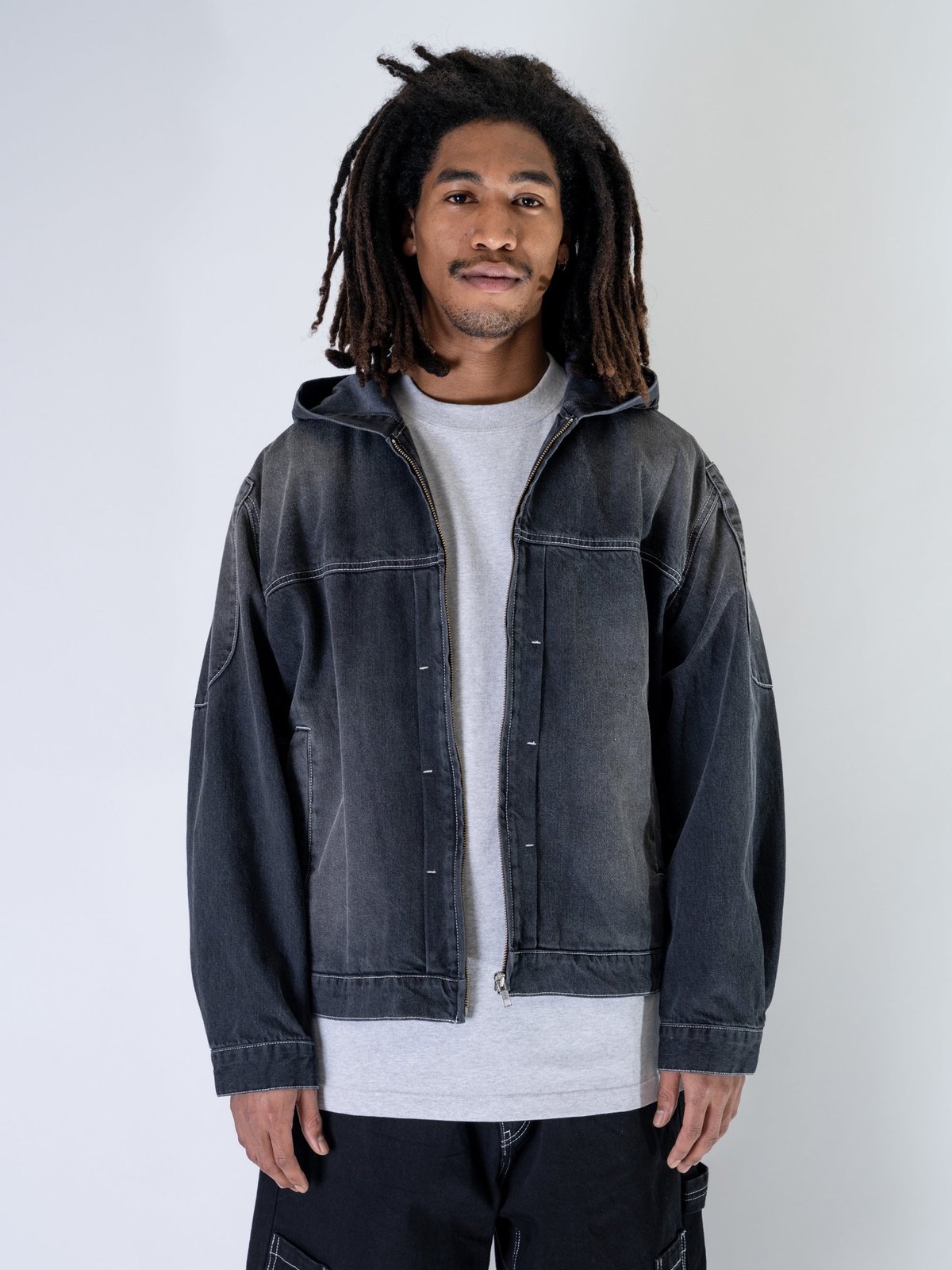 INTERBREED Mash Up Denim Hoodie (Black) | Attac