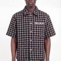 GUAPI Black Houndstooth Furry Shirt (Black) | グアピ ブラック ハウンドトゥース ファーリー シャツ（ブラック）