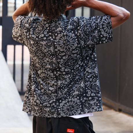 Cookman Work Shirts Short Sleeve Light Paisley (Black)｜クックマン ワークシャツ ショートスリーブ ライトペイズリー（ブラック）