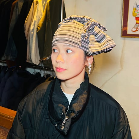JOHN SOFIA Border Tube Beanie (Gray&BlackWhitePink)｜ジョンソフィア ボーダー チューブ ビーニー（グレー＆ブラック・ホワイト・ピンク）