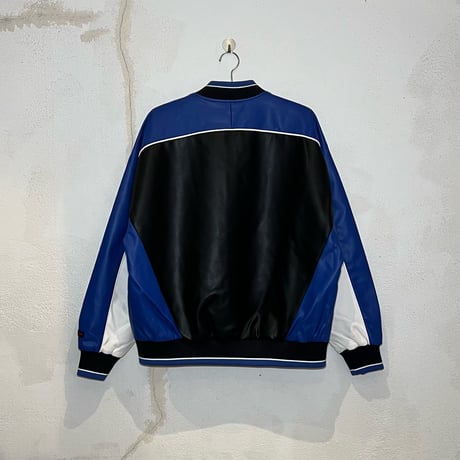 FUBU FAUX LEATHER GAME JACKET (BLUE)｜フブ ファックス レザー ゲームジャケット（ブルー）
