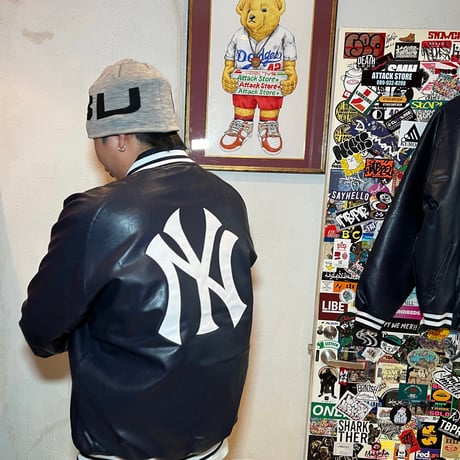 Fanatics NY Yankees Kanji PU Jacket (Navy)｜ファナティクス ニューヨークヤンキース 漢字 PUジャケット（ネイビー）