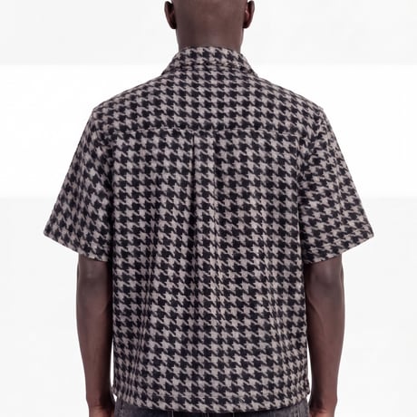 GUAPI Black Houndstooth Furry Shirt (Black) | グアピ ブラック ハウンドトゥース ファーリー シャツ（ブラック）