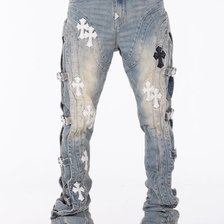 GUAPI Vintage Blue Cross Buckle Denim (Vintage Blue) | グアピ ヴィンテージブルー クロスバックル デニム（ヴィンテージブルー）