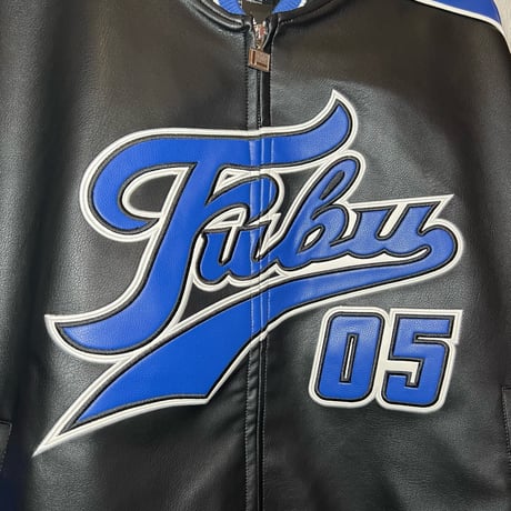 FUBU FAUX LEATHER GAME JACKET (BLUE)｜フブ ファックス レザー ゲームジャケット（ブルー）
