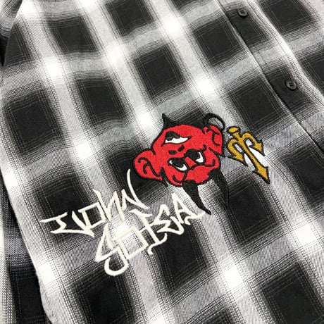 JOHN SOFIA Devils Ombre Check Shirt (Black)｜ジョンソフィア デビルズ オンブレチェックシャツ（ブラック）