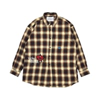JOHN SOFIA DEVILS OMBRE CHECK SHIRTS (BROWN)｜ジョンソフィア デビルズ オンブレチェック シャツ（ブラウン）