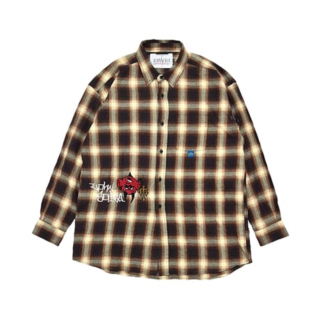 JOHN SOFIA DEVILS OMBRE CHECK SHIRTS (BROWN)｜ジョンソフィア デビルズ オンブレチェック シャツ（ブラウン）