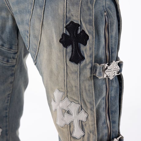GUAPI Vintage Blue Cross Buckle Denim (Vintage Blue) | グアピ ヴィンテージブルー クロスバックル デニム（ヴィンテージブルー）