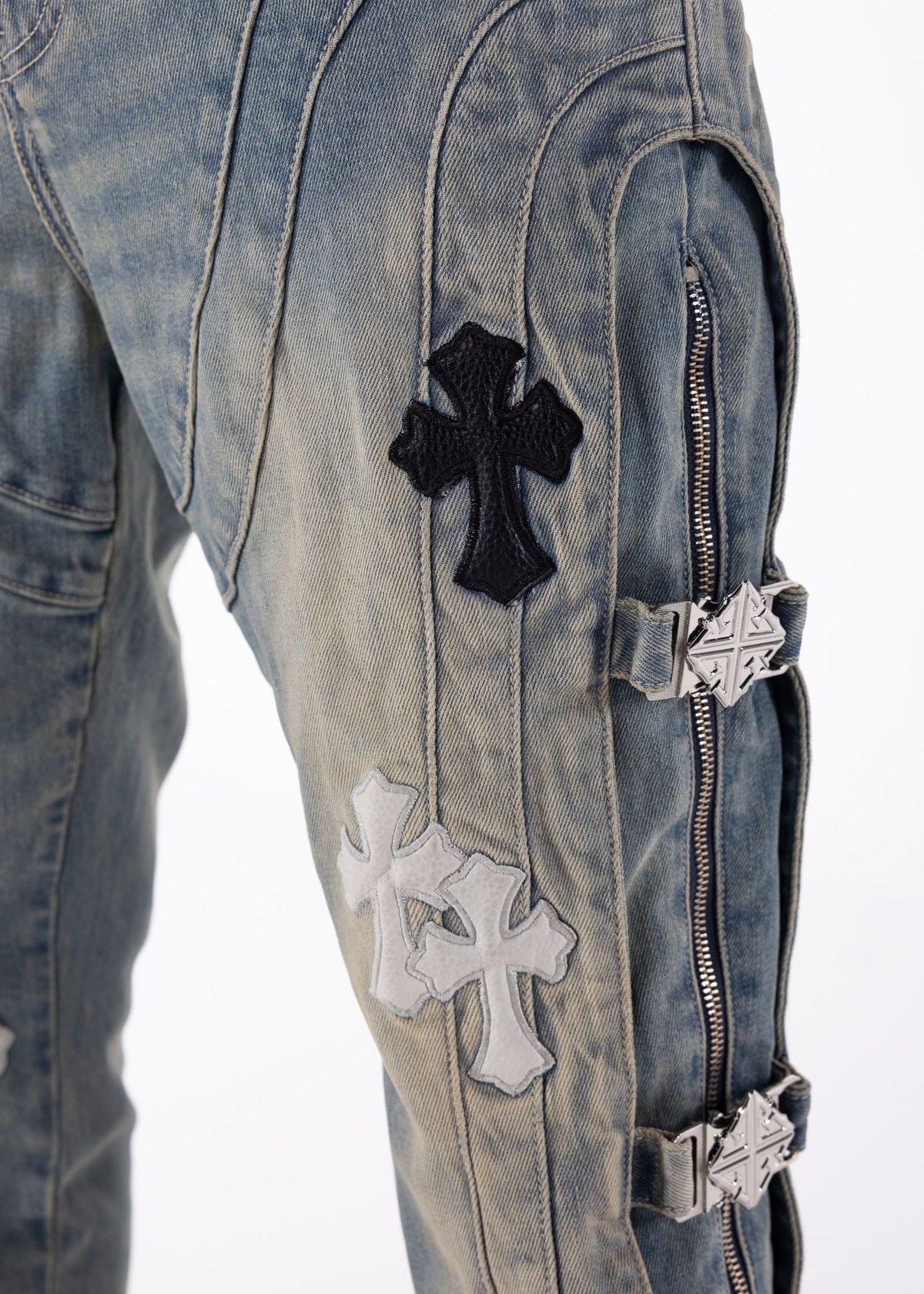 GUAPI vintage patch denim 30inch グアピ GUAPI vintage patch denim 30inch グアピ GUAPI Vintage Blue Cross