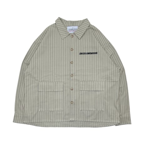 JOHN SOFIA Pinstripe Worker Shirtjacket & Pants Setup (Beige)｜ジョンソフィア ピンストライプ ワーカーセットアップ
