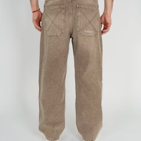 HOMEBOY X-TRA BAGGY DYE DENIM (WASHED BROWN)｜ホームボーイ エクストラ バギー ダイ デニム（ウォッシュド ブラウン)