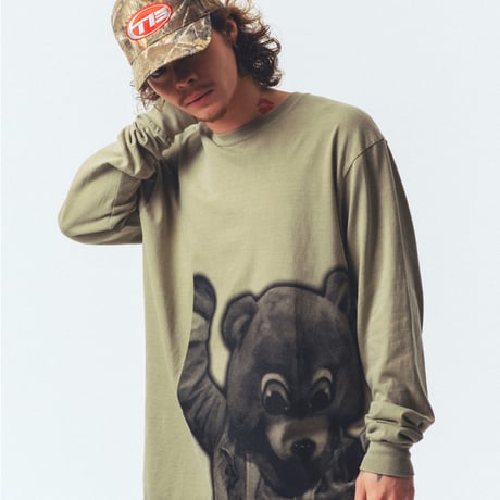 THROWBACK2000 Dropout Bear L/S Tee (Khaki)｜スローバック2000 ドロップアウト ベアー ロングスリーブ ティー（カーキ）