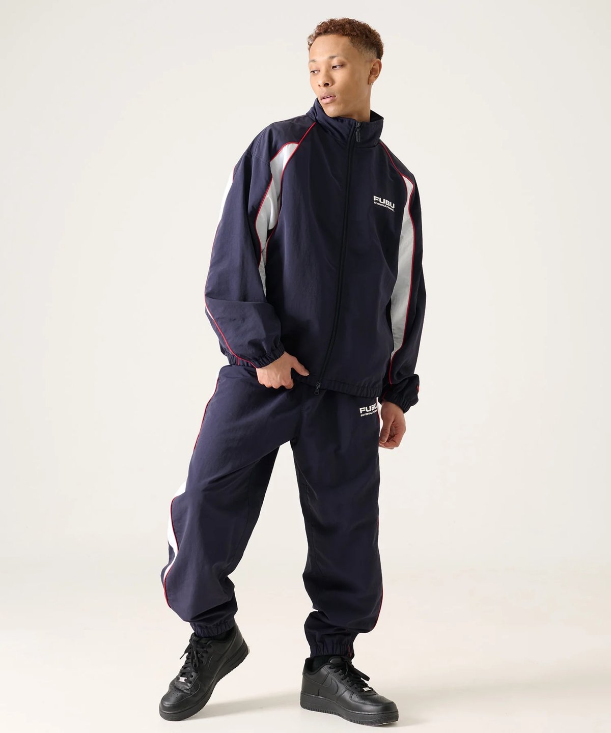 FUBU LFYT ネイビー セットアップ上下値下げ交渉可能 FUBU TRACK JACKET & PANTS “SET-UP” (NAVY)｜フブ トラ