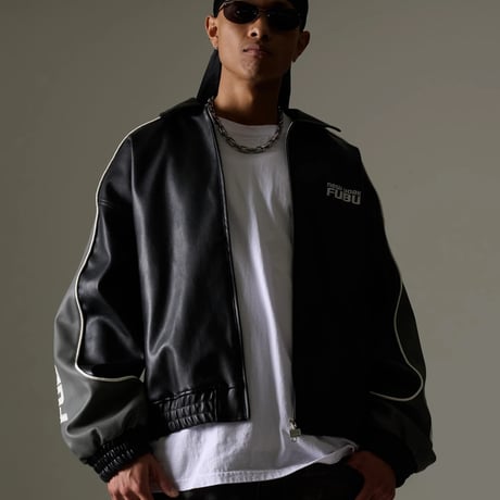 FUBU FAUX LEATHER JACKET (GRAY)｜フブ フォー ファックス レザー ジャケット（グレー）