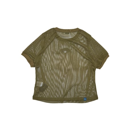 JOHN SOFIA Icon Badge Mesh S/S Tee (Olive/Brown)｜ジョンソフィア アイコンバッジ メッシュショートスリーブTシャツ（オリーブ/ブラウン）