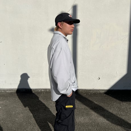 JOHN SOFIA Logo Squares LS Shirt (White)｜ジョンソフィア ロゴスクエアーズ ロングスリーブシャツ（ホワイト）