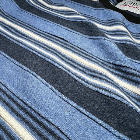 JOHN SOFIA Reverse Side Border Tee (Indigo, Black)｜ジョンソフィア リバースサイド ボーダーTシャツ（インディゴ/ブラック）