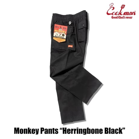 Cookman Monkey Pants Herringbone (Black)｜クックマン モンキーパンツ ヘリンボーン（ブラック）