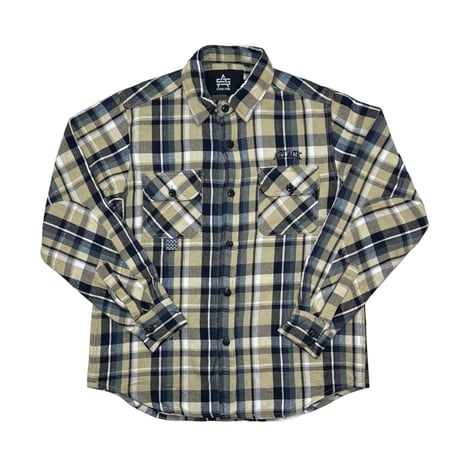 ATTACK ORIGINAL Arch Logo Heavy Flannel Shirt (Beige)｜アタックオリジナル アーチロゴ ヘビーフランネルシャツ（ベージュ）